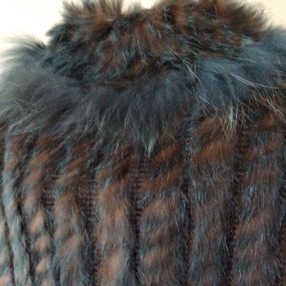 Dana Stein Rabbit and Racoon trimmed Fur Vest, XS - Picture 5 of 8